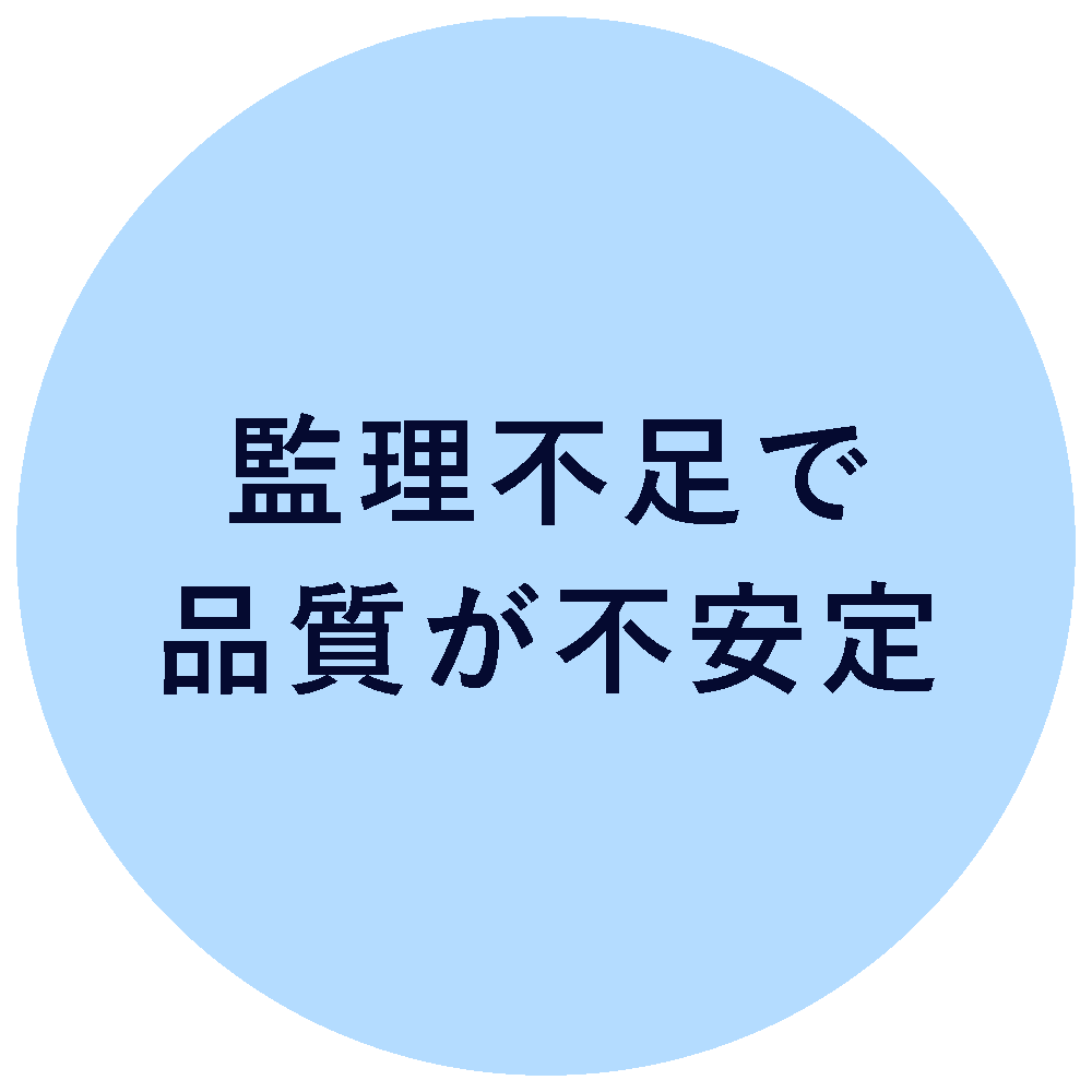 監理不足で品質が不安定